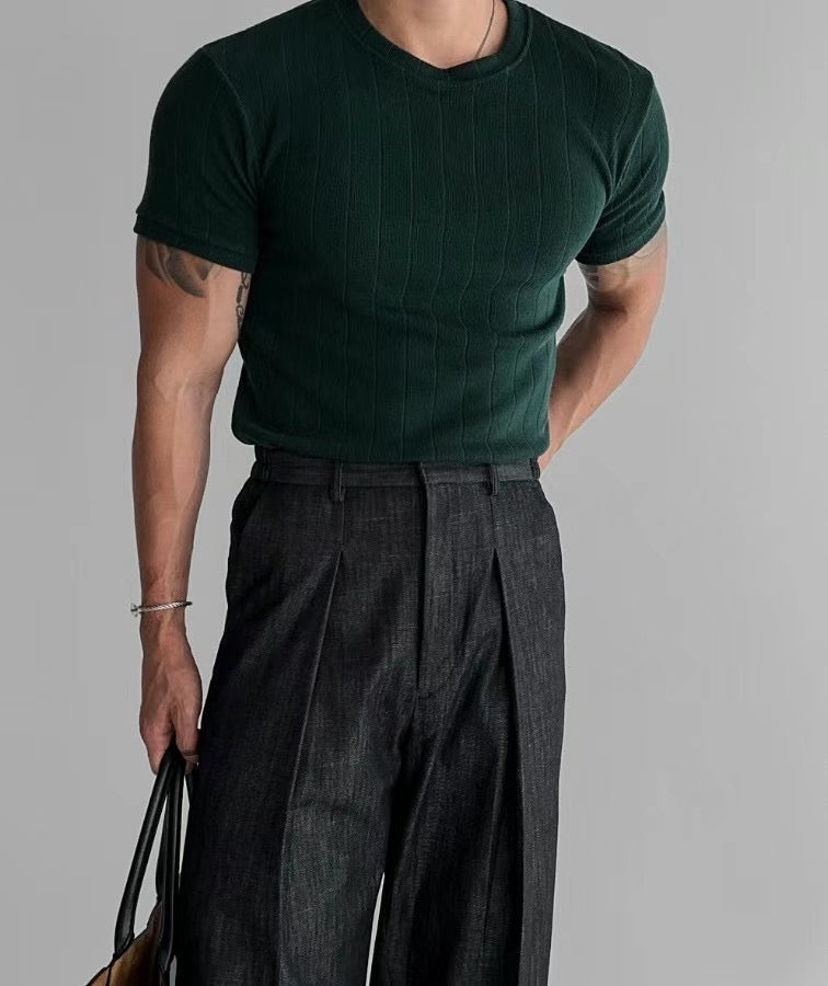 柔軟韓系短袖上衣 - 韓國男裝