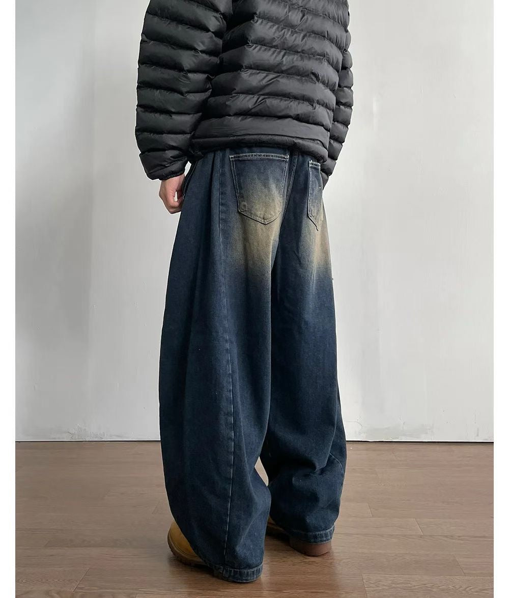 深藍彎刀牛仔褲