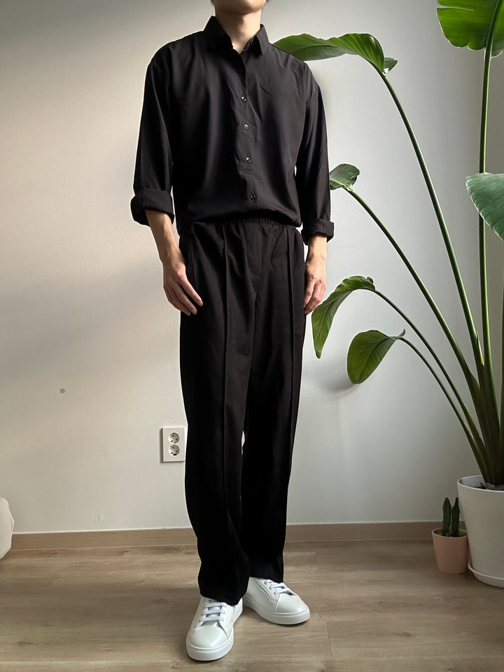 透氣輕薄黑色襯衫 香港男裝