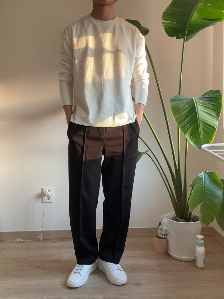 純白色長袖上衣 香港男裝