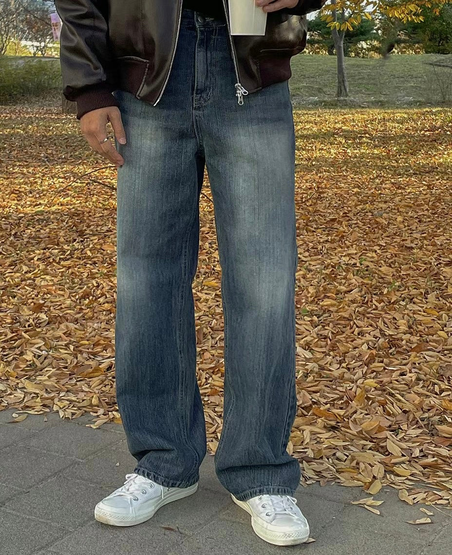 深藍水洗牛仔褲