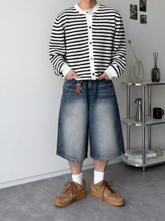 中長過膝牛仔褲 韓國男裝