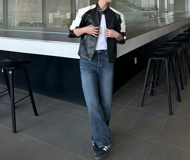 深藍挺身牛仔褲 - 韓國男裝