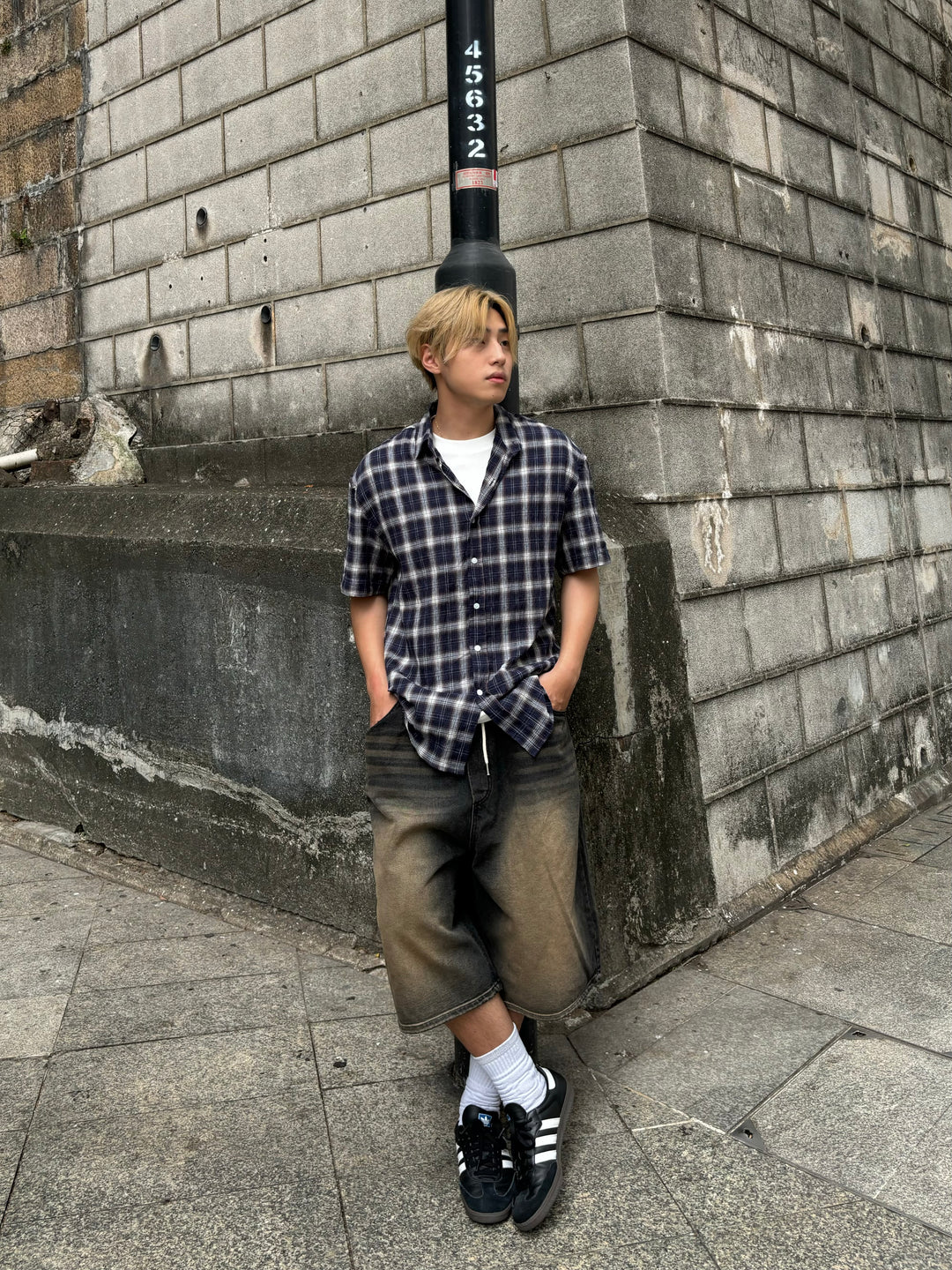 格仔短袖襯衫 男裝衫