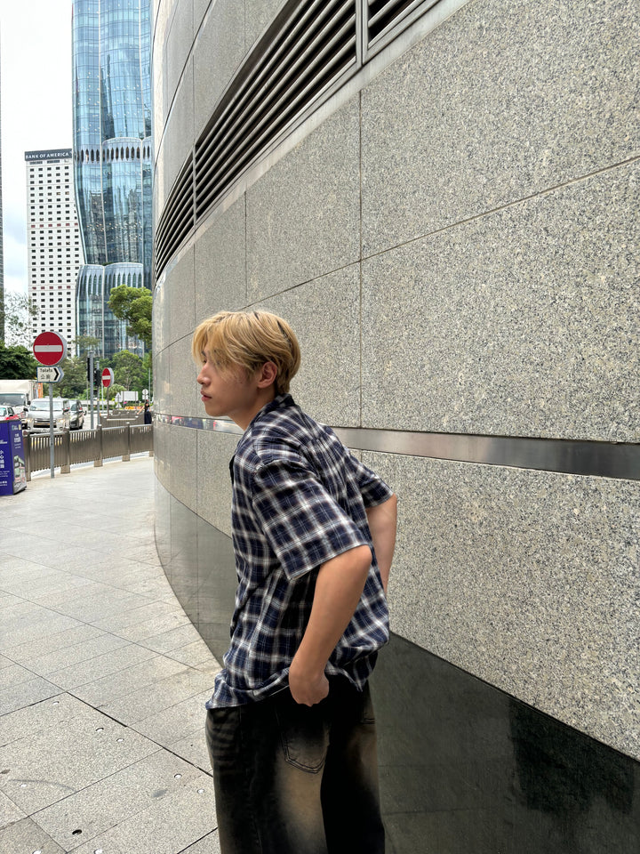 格仔短袖襯衫 男裝衫