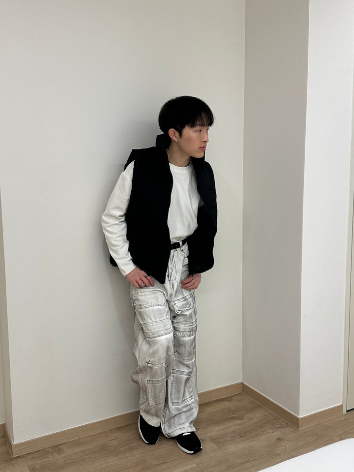 街頭灰白色落地褲 韓國男裝