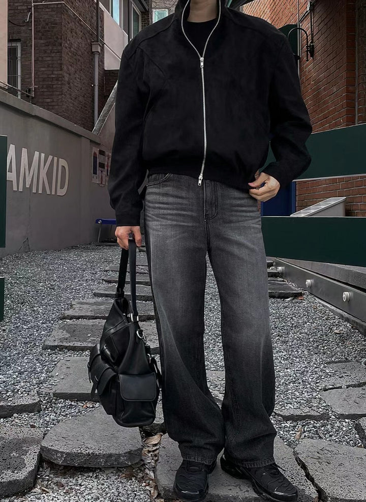 灰黑落地牛仔褲 - 韓國男裝