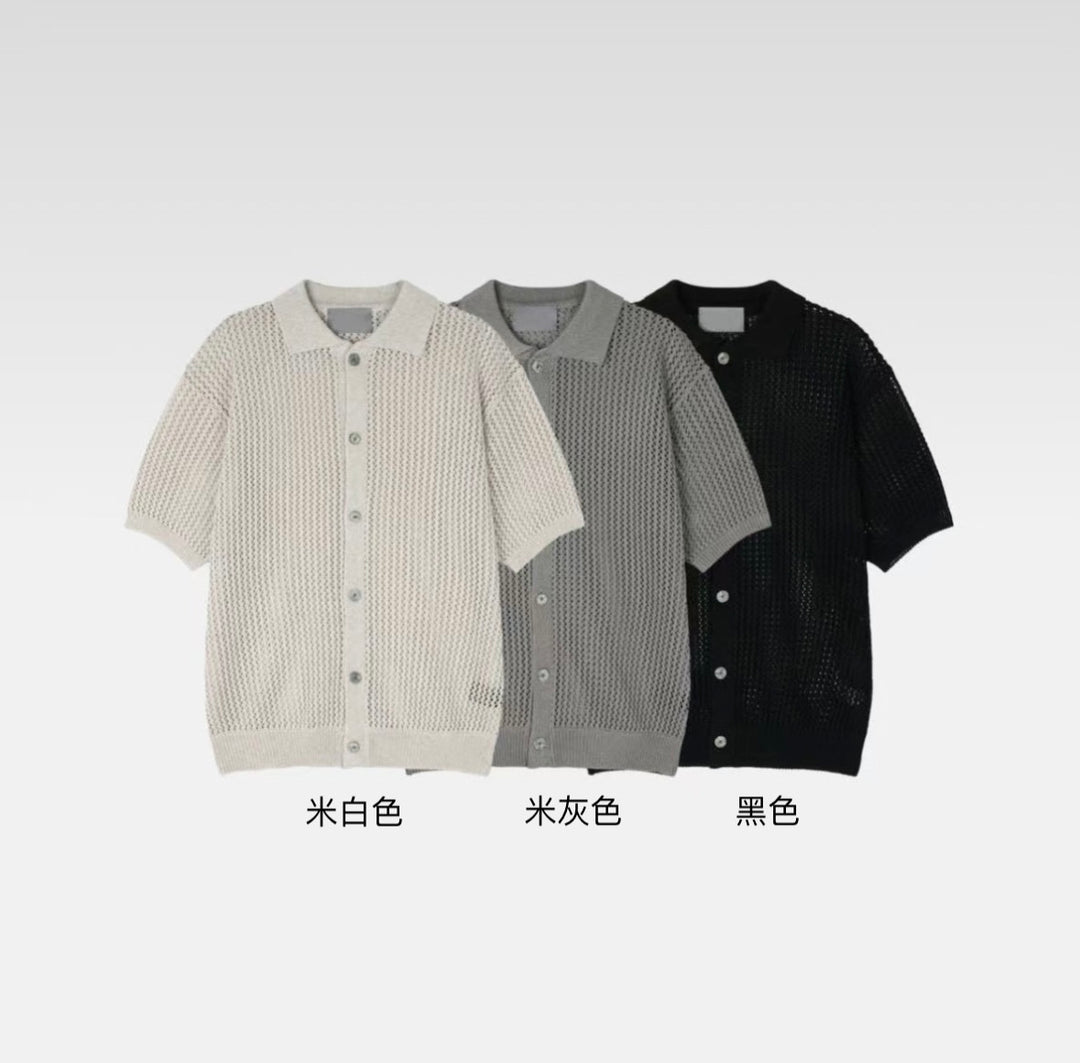 粗針織短袖襯衫 男裝衫