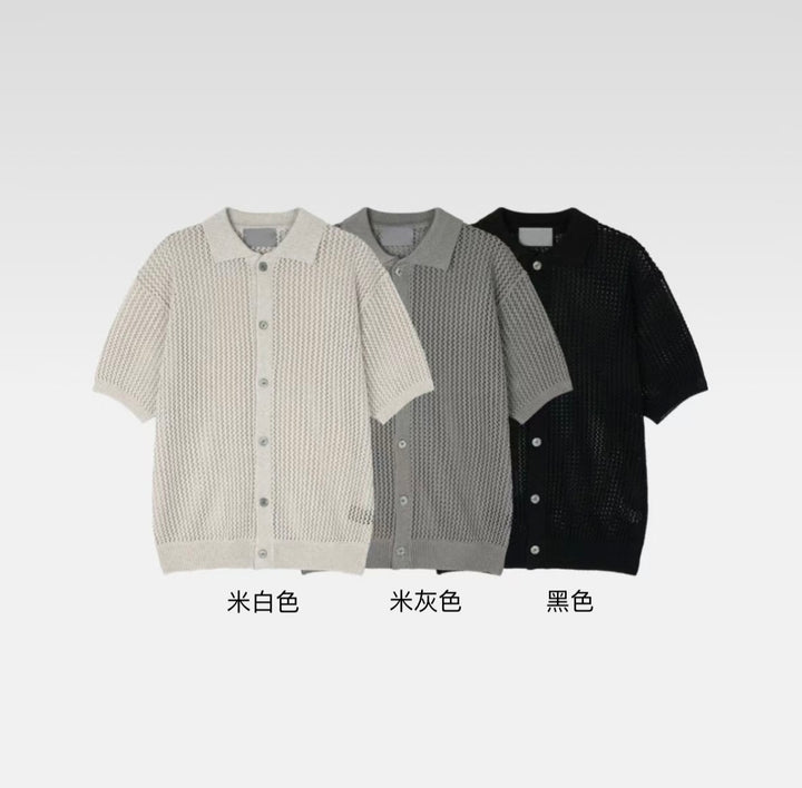 粗針織短袖襯衫 男裝衫