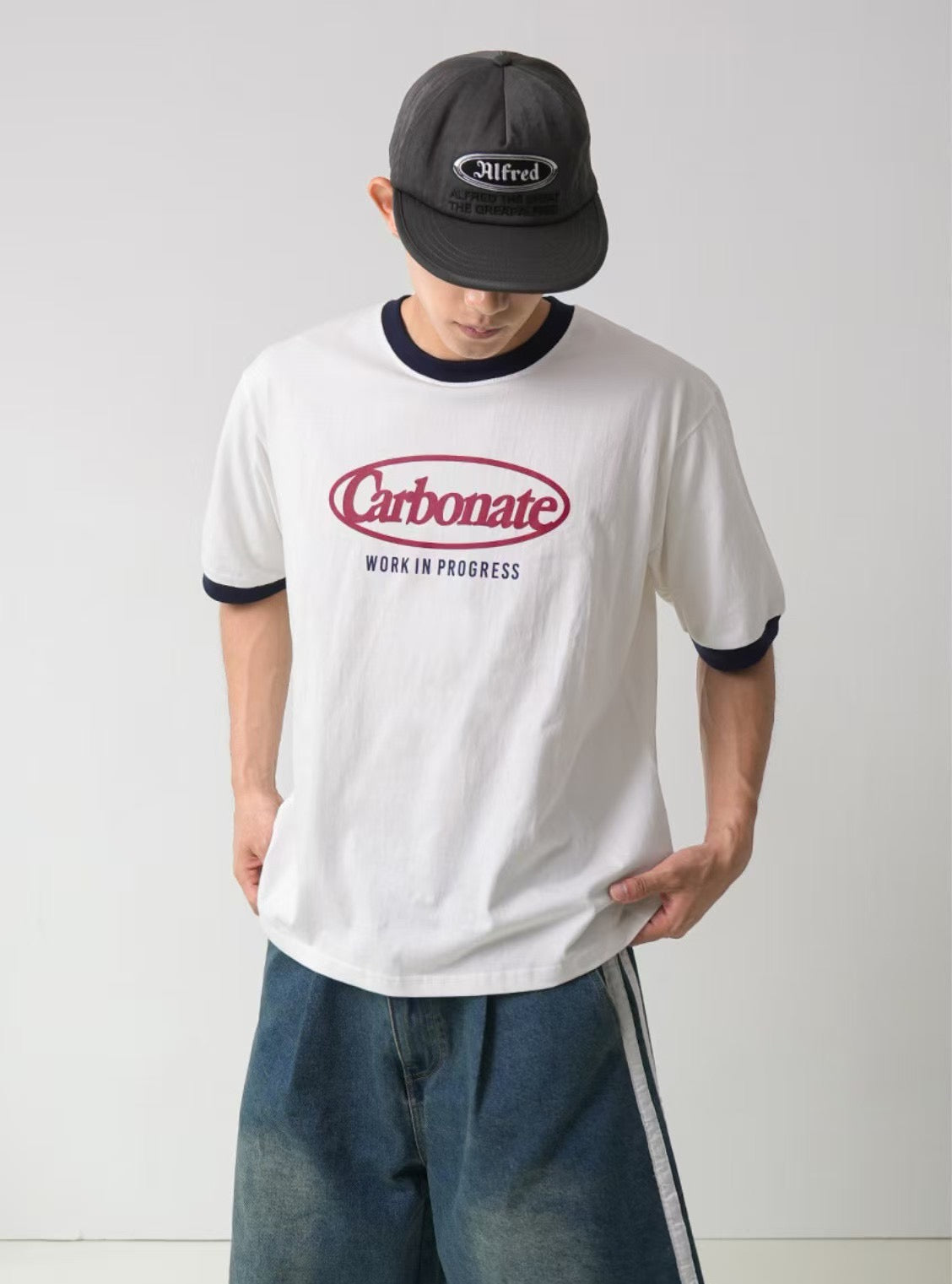 拼色復古短袖上衣 韓國男裝