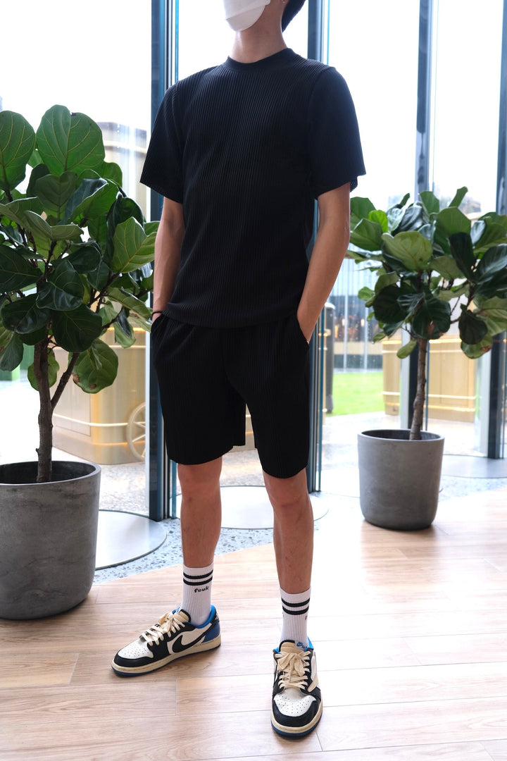 韓國男裝-黑色短袖套裝上衣 Black Set Top