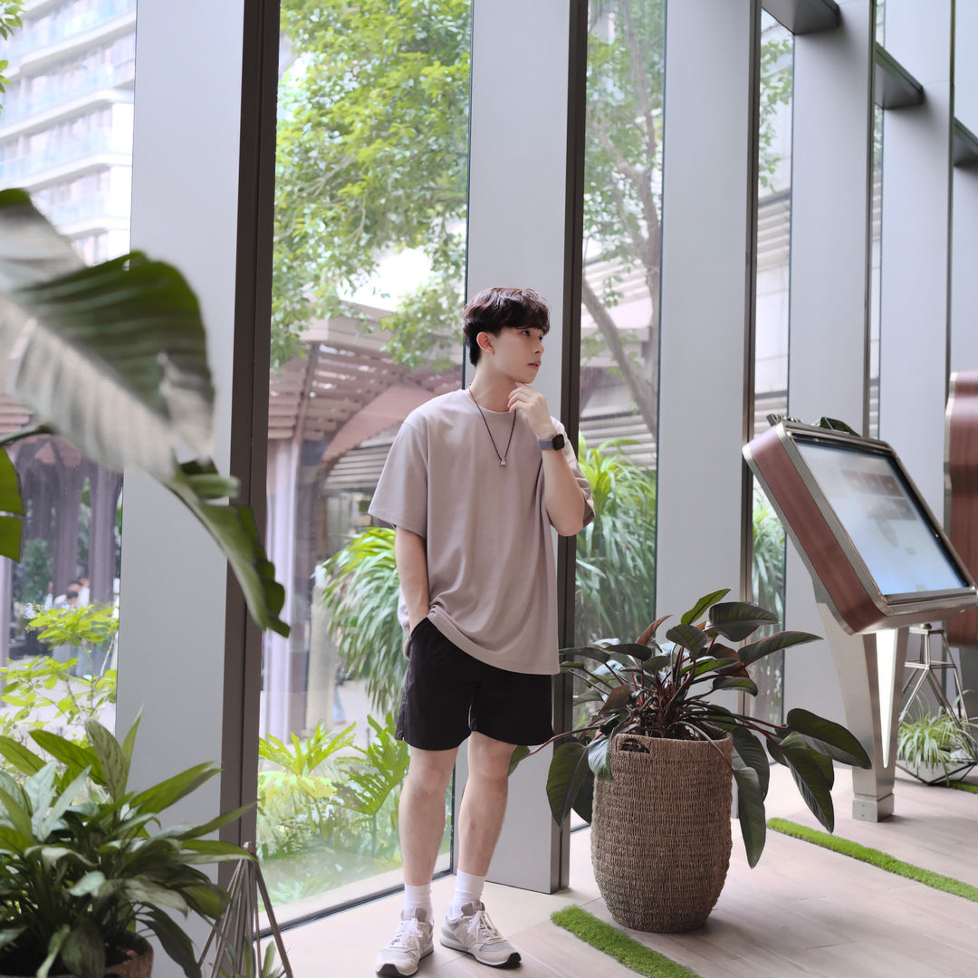 超透氣百搭黑色短褲Daily Nylon Black Shorts-韓國男裝