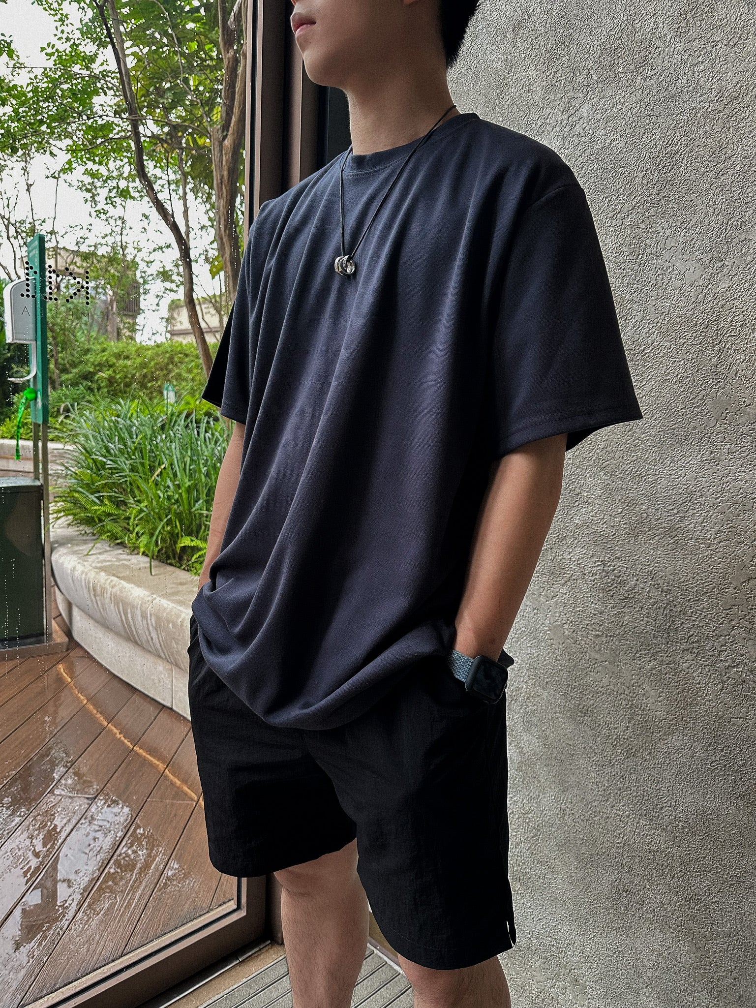 超透氣百搭黑色短褲Daily Nylon Black Shorts-韓國男裝