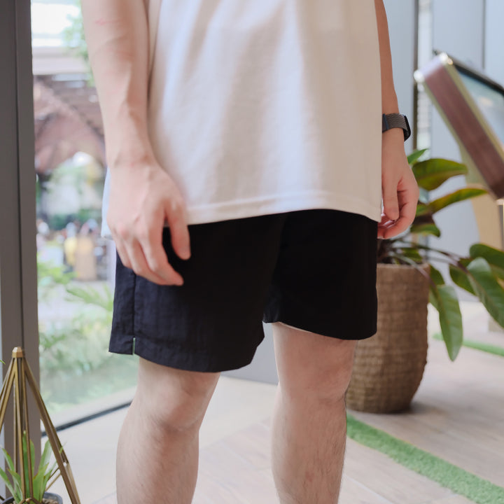 超透氣百搭黑色短褲Daily Nylon Black Shorts-韓國男裝