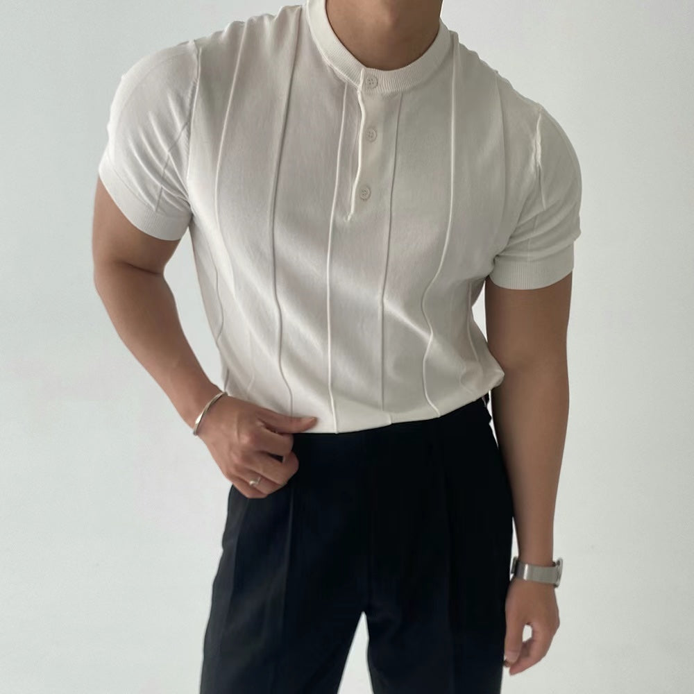 韓系間紋上衣Basic Button Top- 韓國男裝