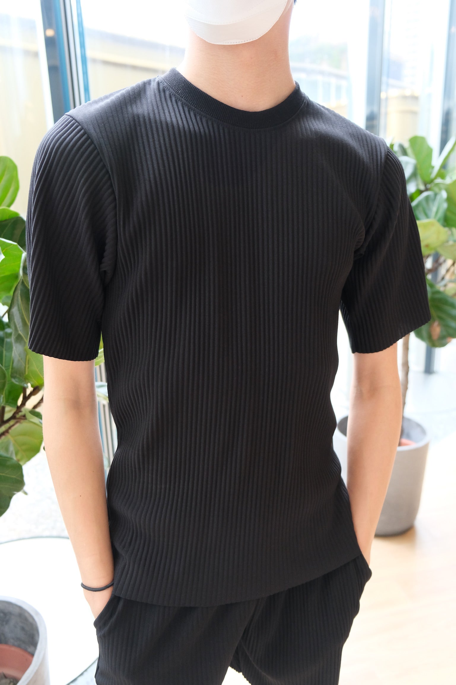 韓國男裝-黑色短袖套裝短褲 Black Set Bottom