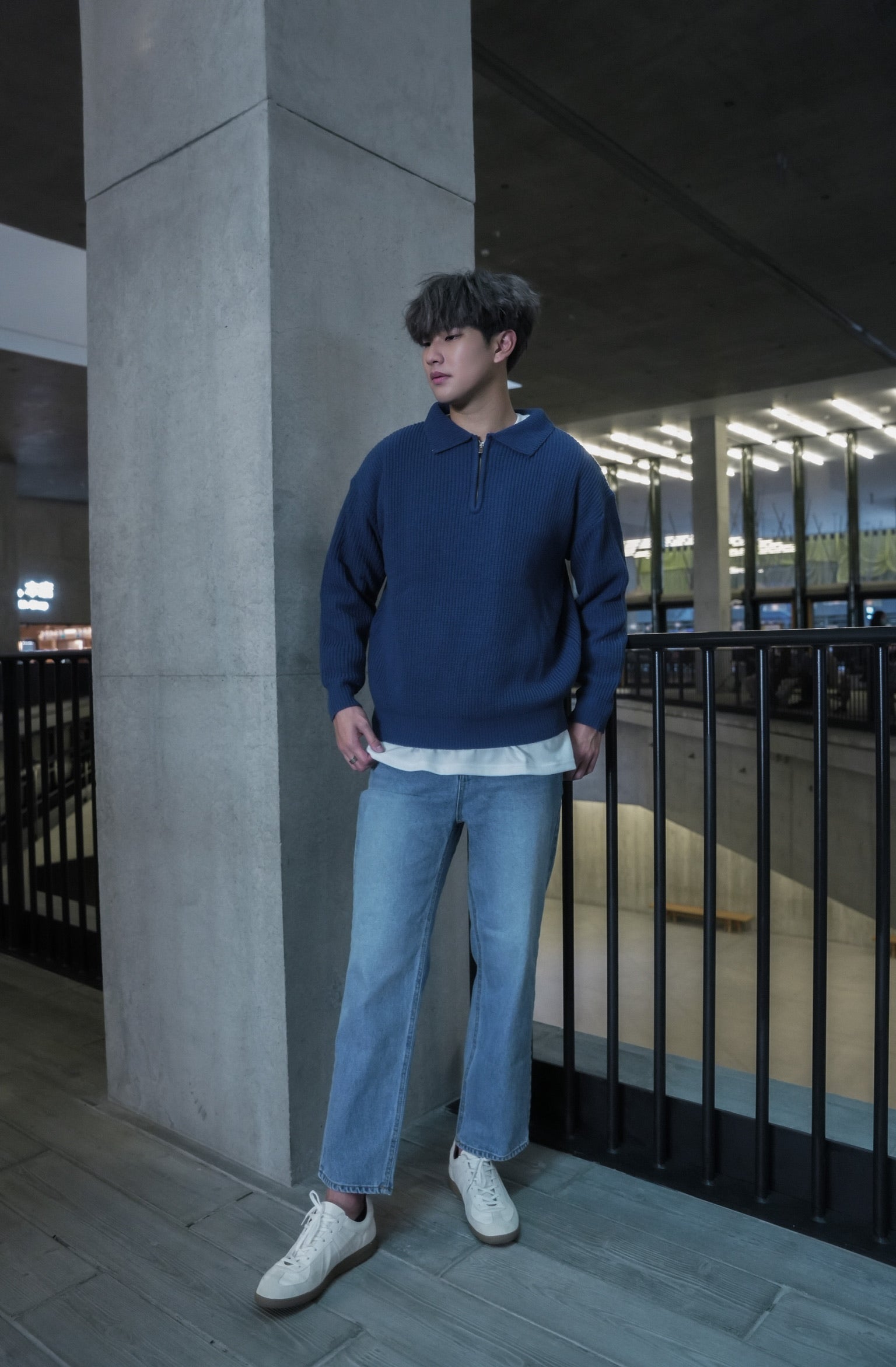 拉鍊領口針織毛衣Zip Jumper-韓國男裝