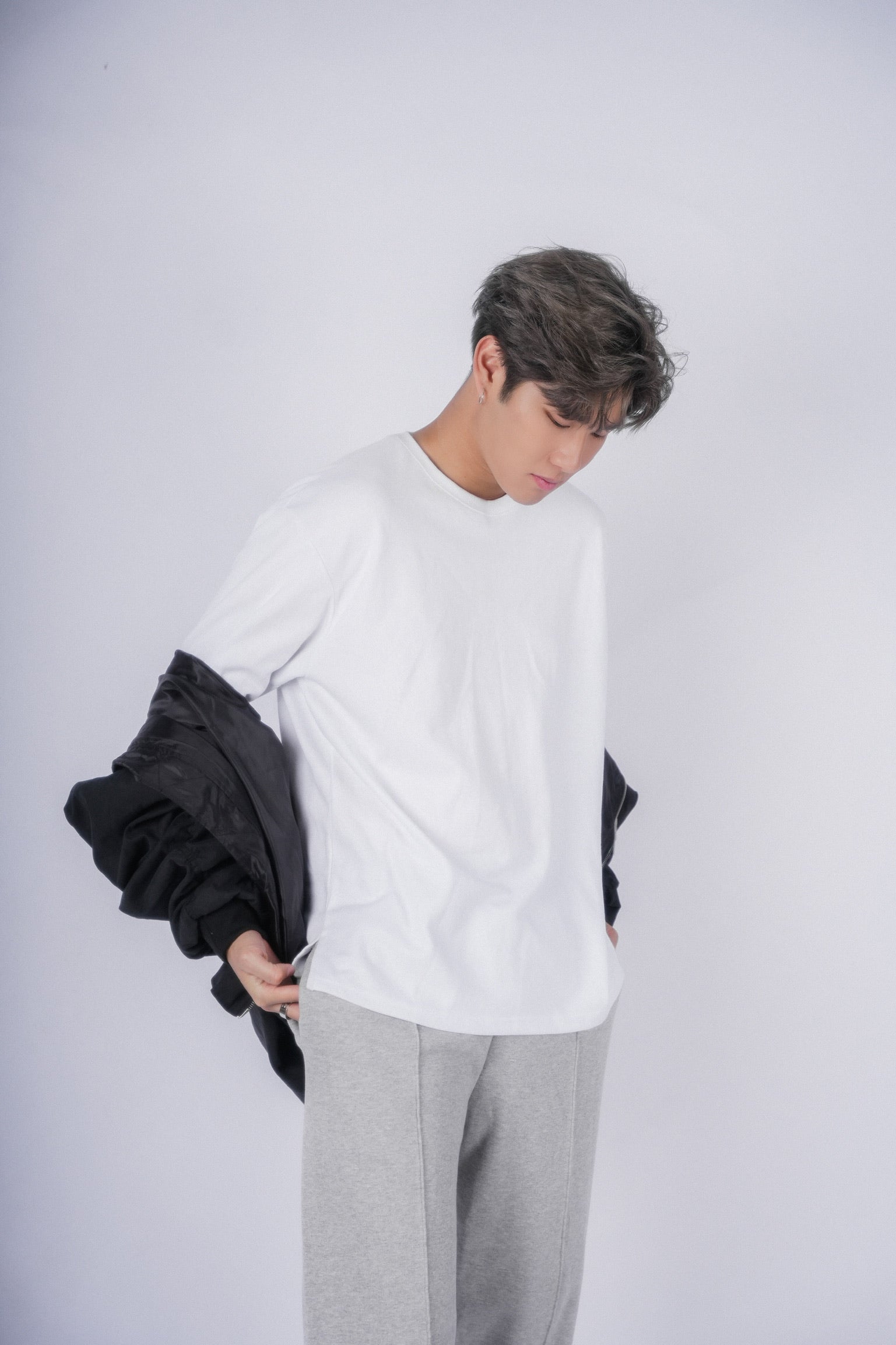 連帽黑色外套Zip Thru Hoodie-韓國男裝