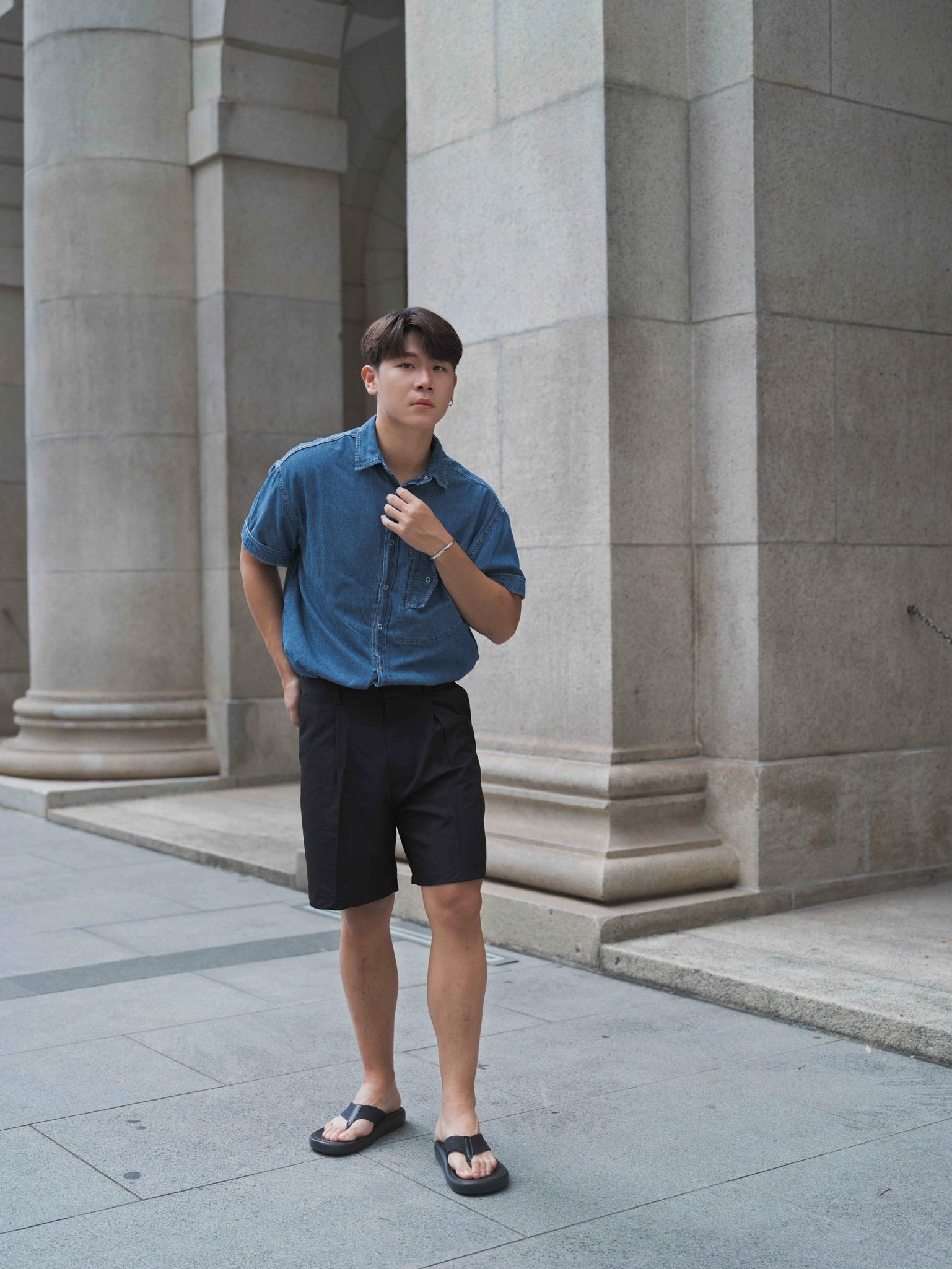 韓國男裝-牛仔布襯衫Denim Top