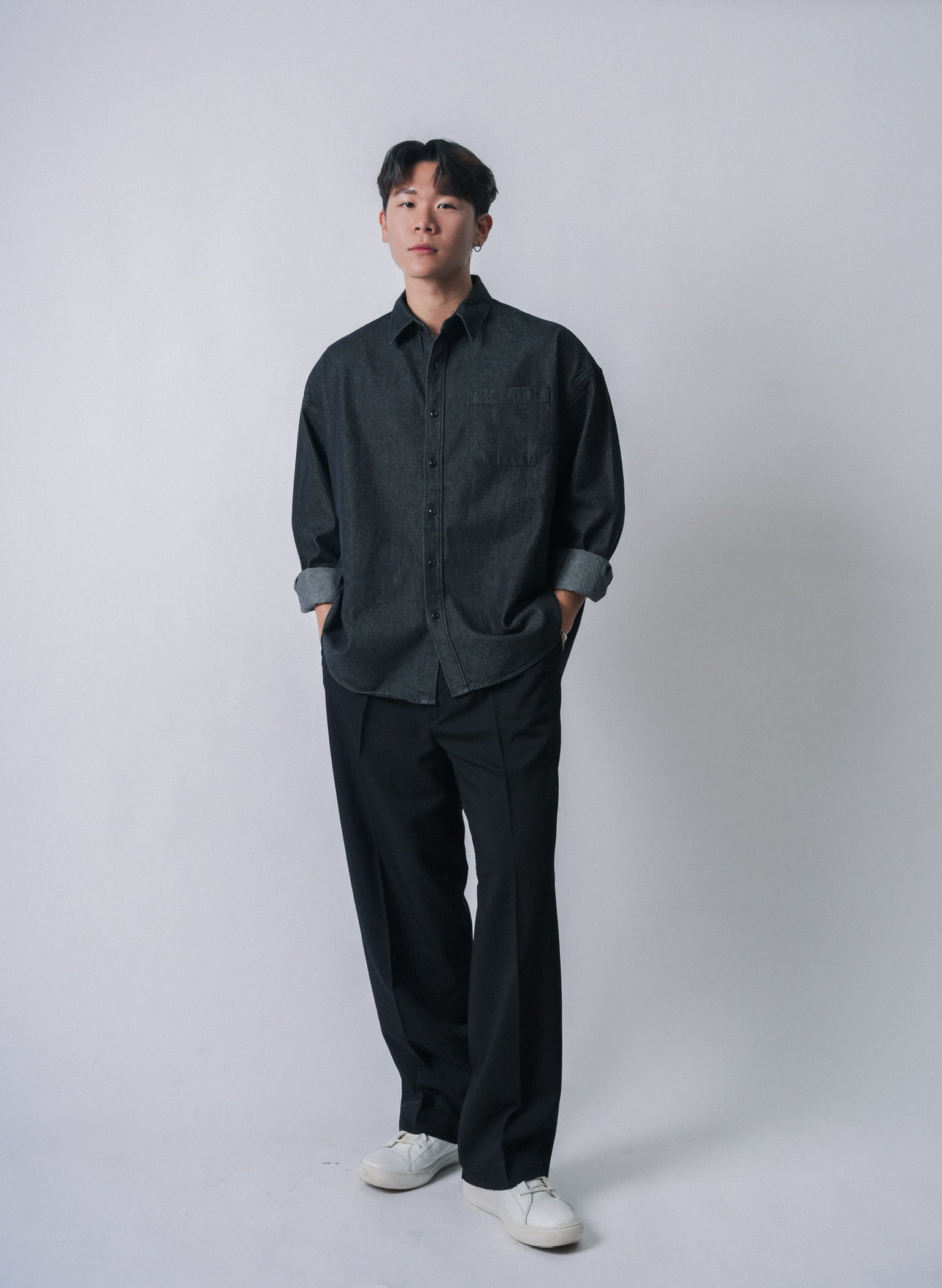 現貨 黑色落地長褲