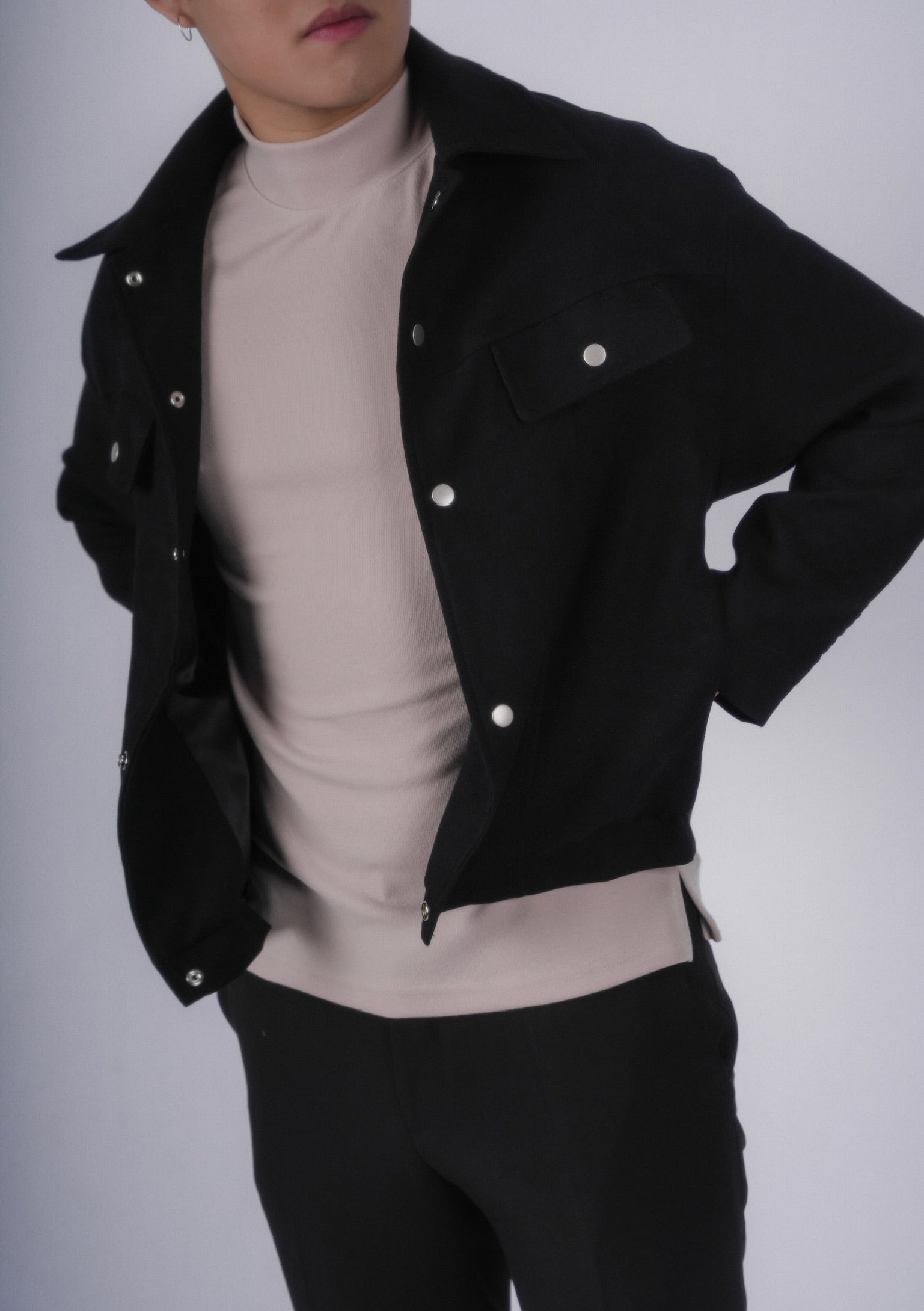 黑色挺身外套Trucker Jacket in Black-韓國男裝