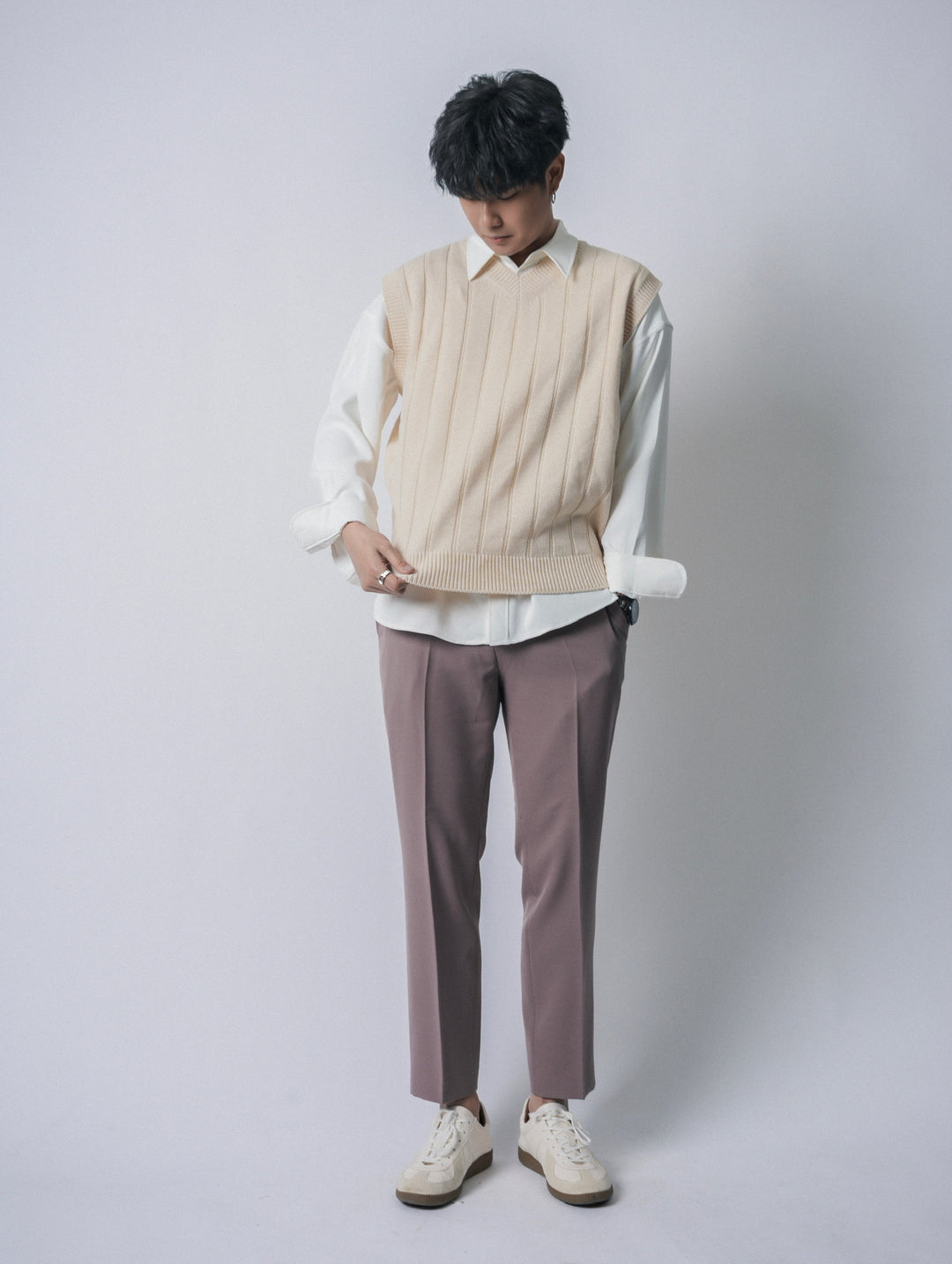 直腳九分長褲Slim Fit Bottom-韓國男裝