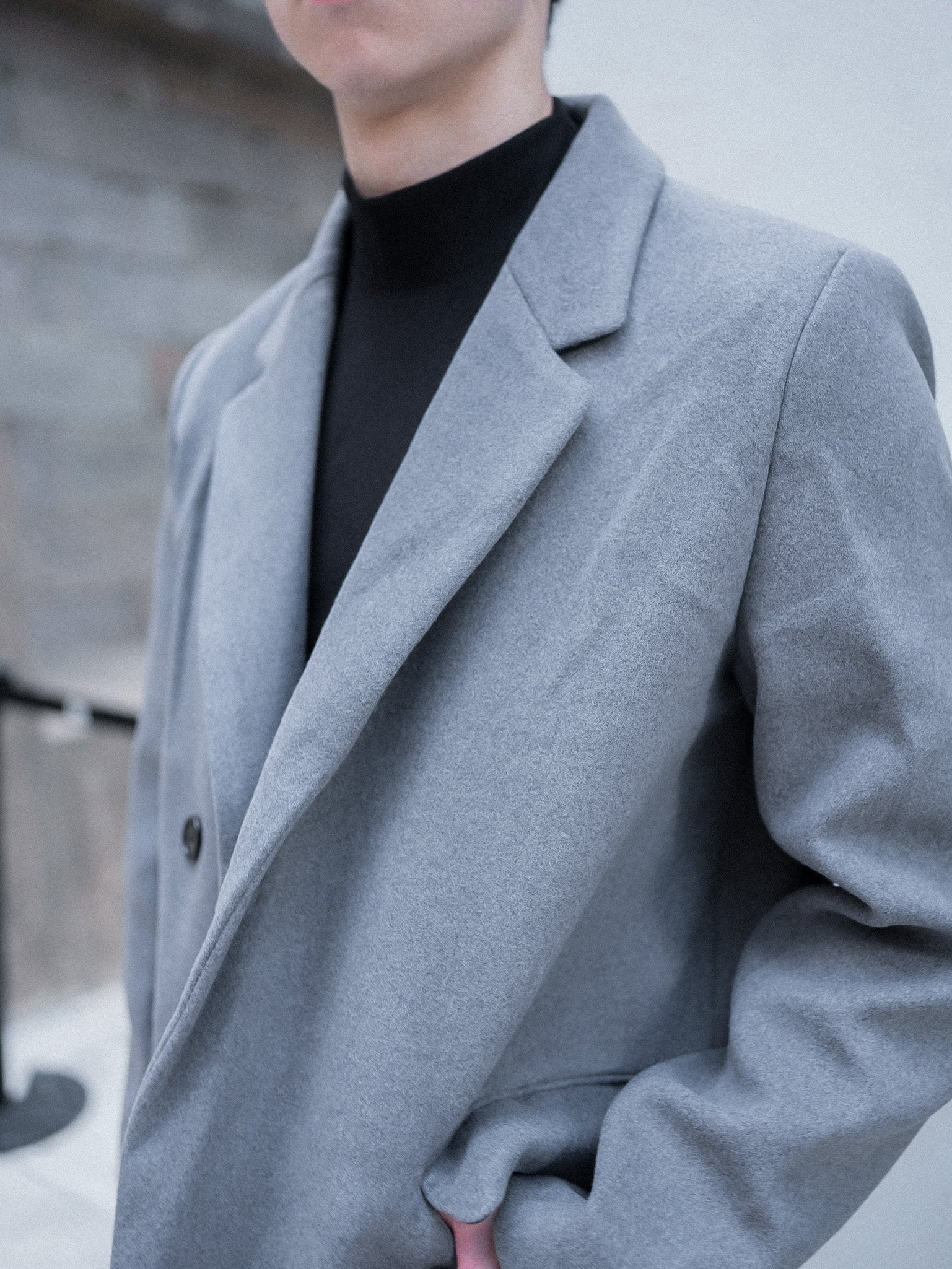 灰色羊毛大褸Grey Wool Coat-韓國男裝