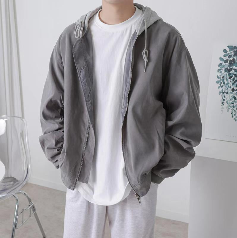 連帽黑色外套Zip Thru Hoodie-韓國男裝