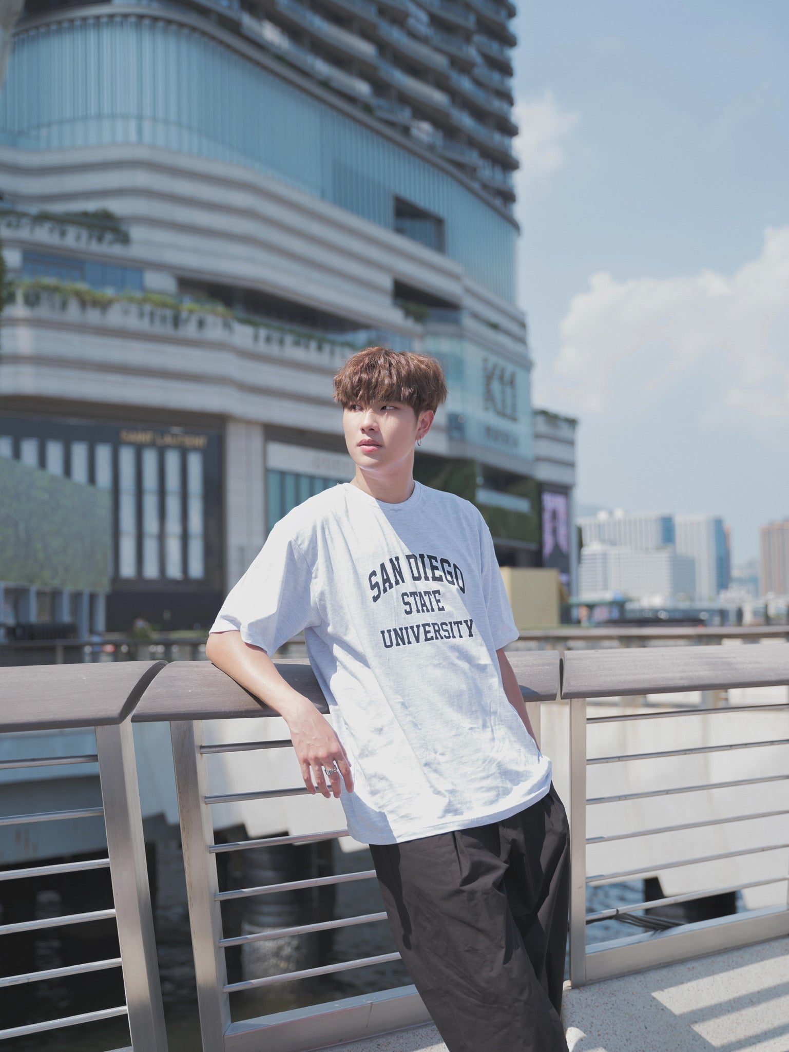 韓國男裝-淺灰短袖上衣San Diego Tee