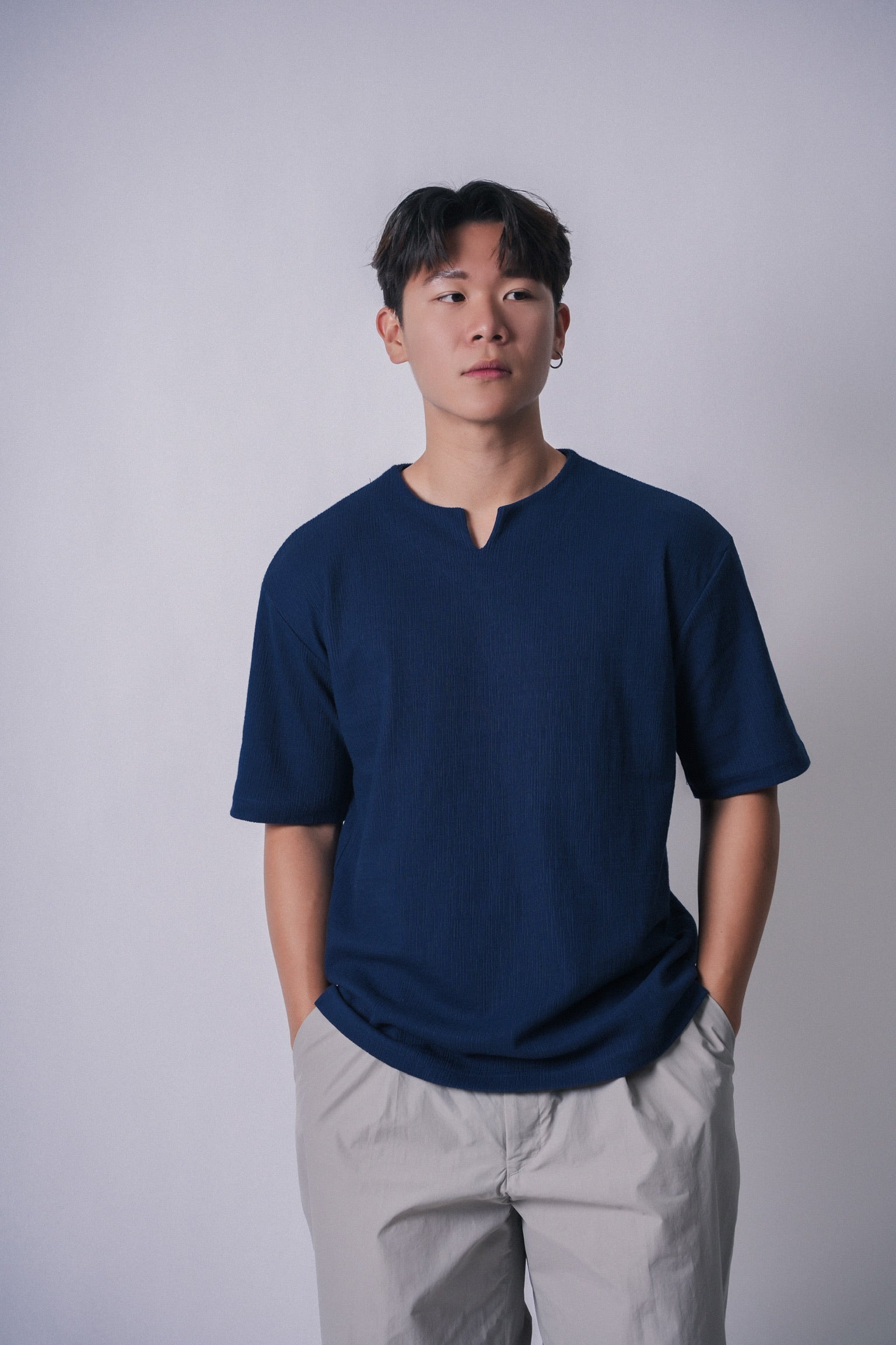 休閑皺質上衣Casual Top- 韓國男裝