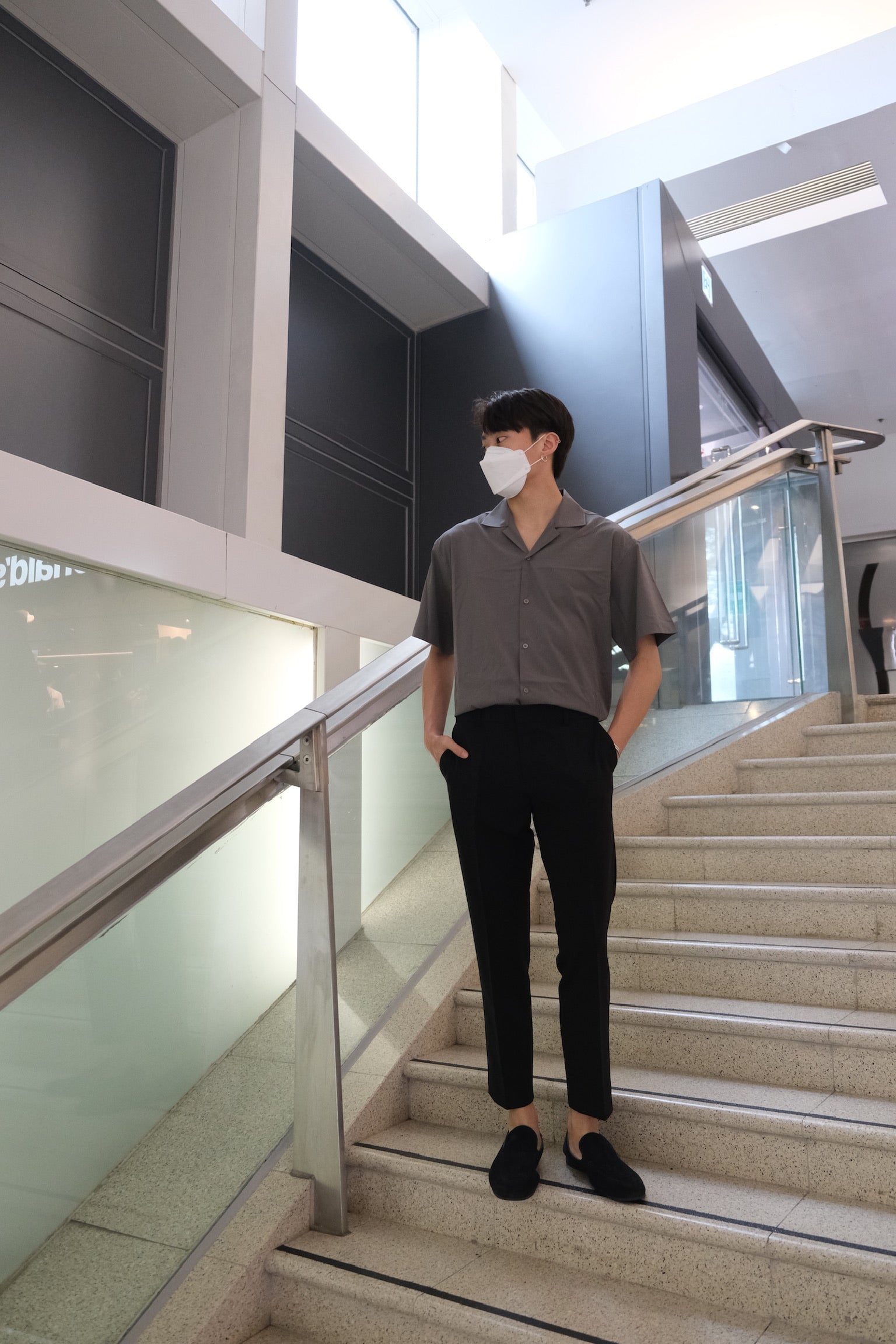 碳灰短袖襯衫Charcoal Short Sleeve Shirt - 179cmhk