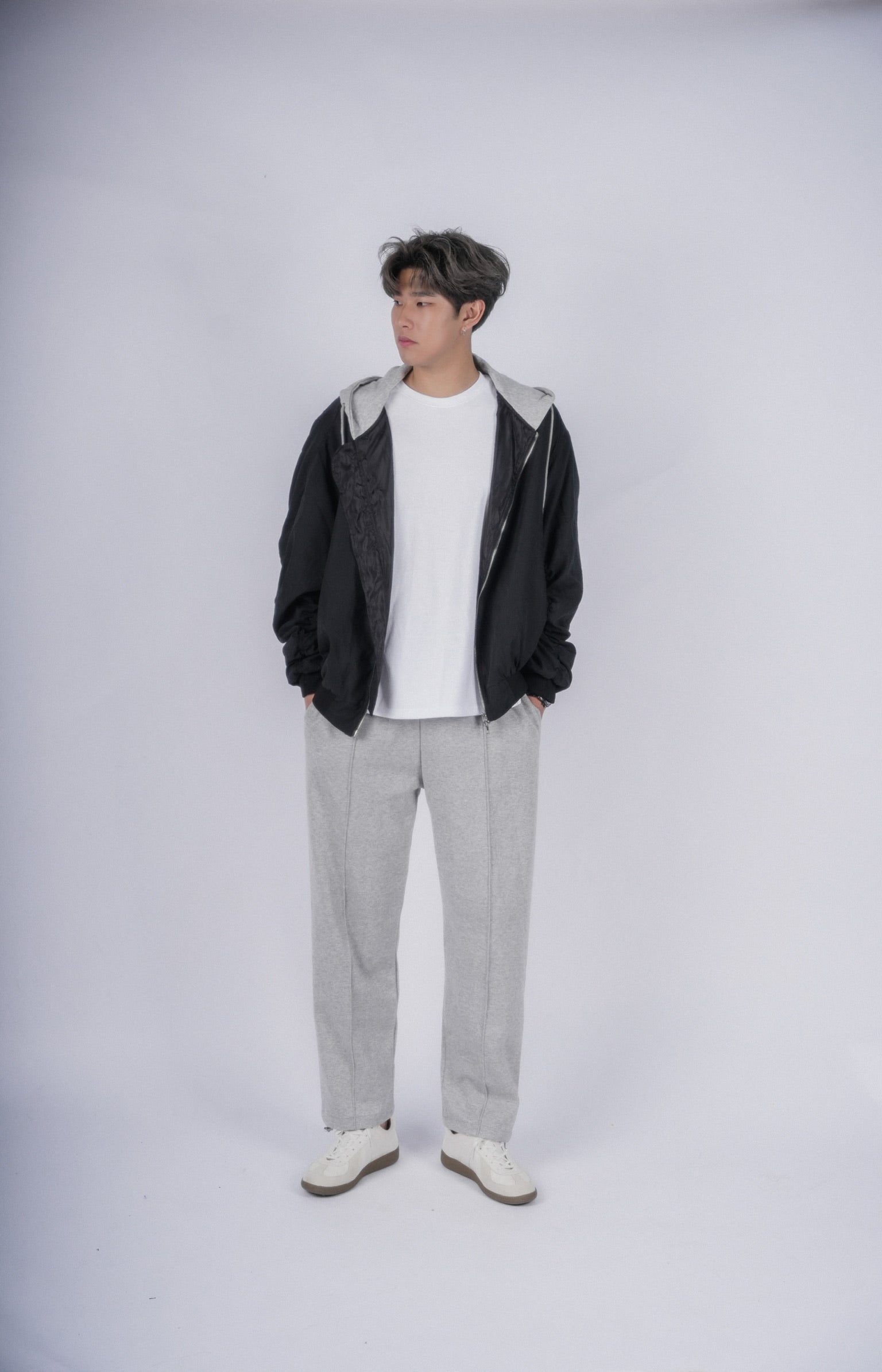 連帽黑色外套Zip Thru Hoodie-韓國男裝