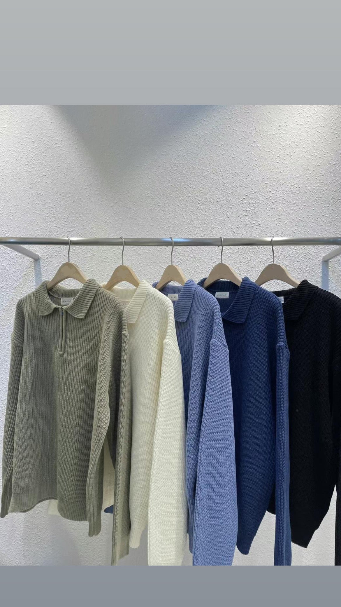 拉鍊領口針織毛衣Zip Jumper-韓國男裝