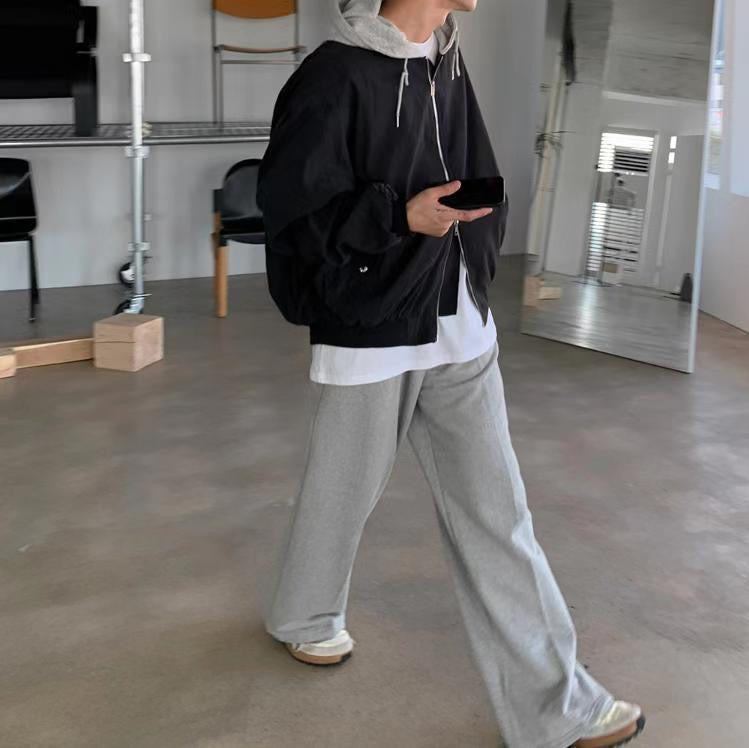 連帽黑色外套Zip Thru Hoodie-韓國男裝