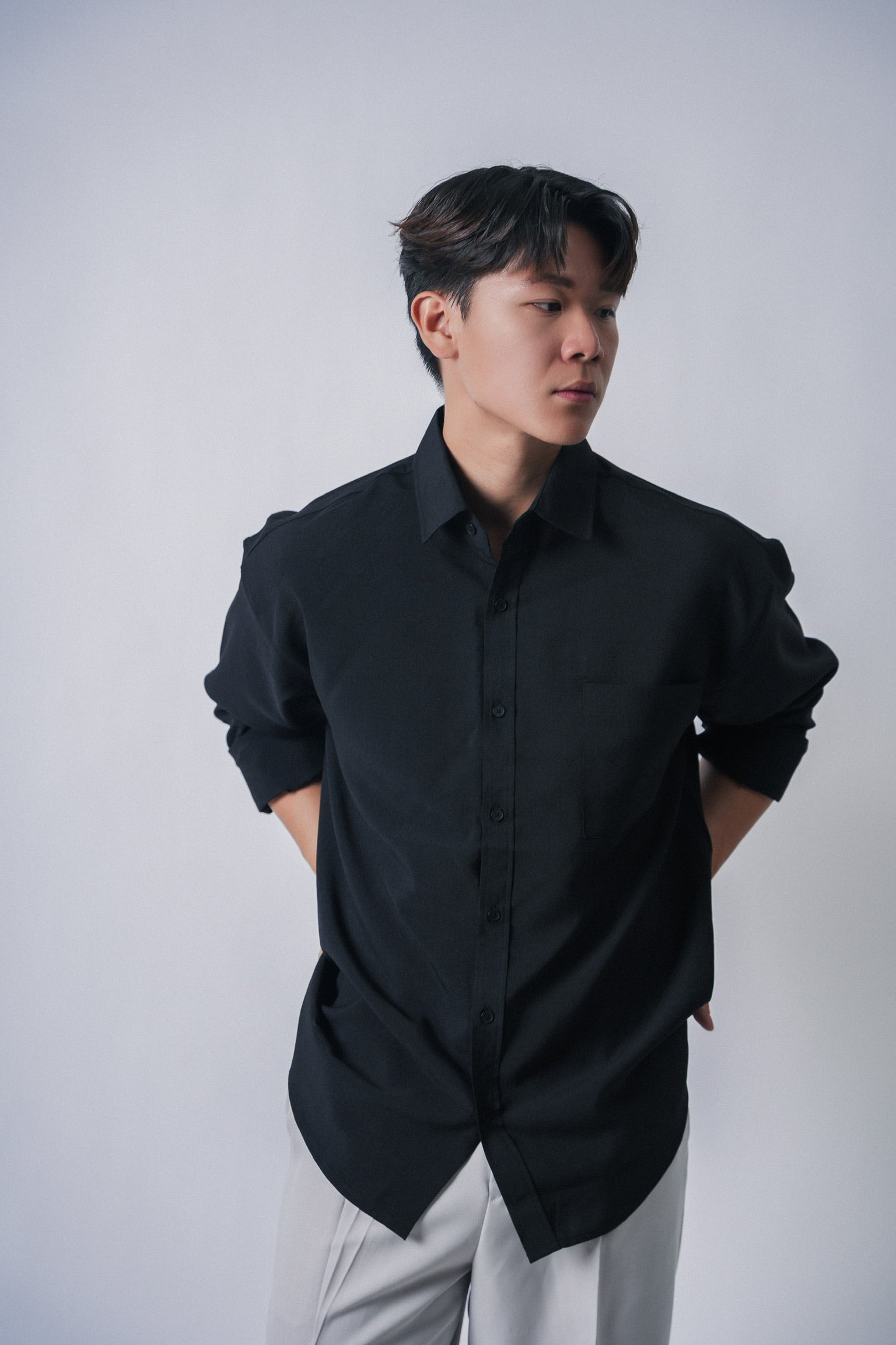 黑色襯衫Black shirt - 韓國男裝