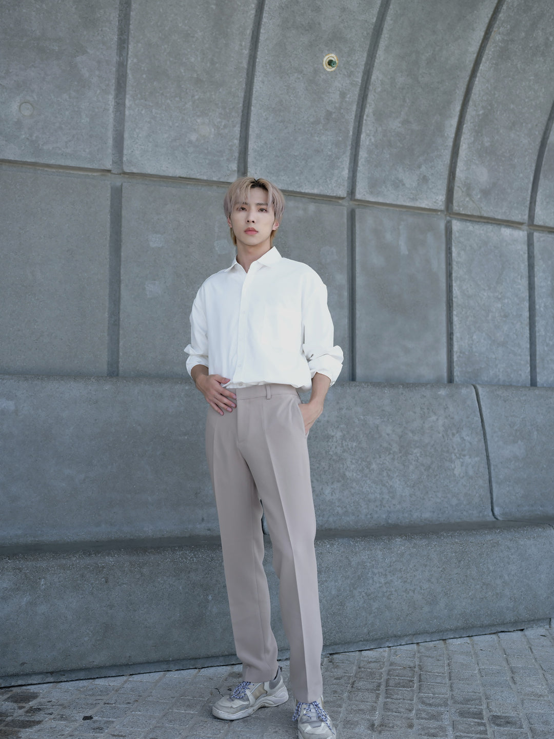 米色日常長褲Daily Beige Bottom-韓國男裝