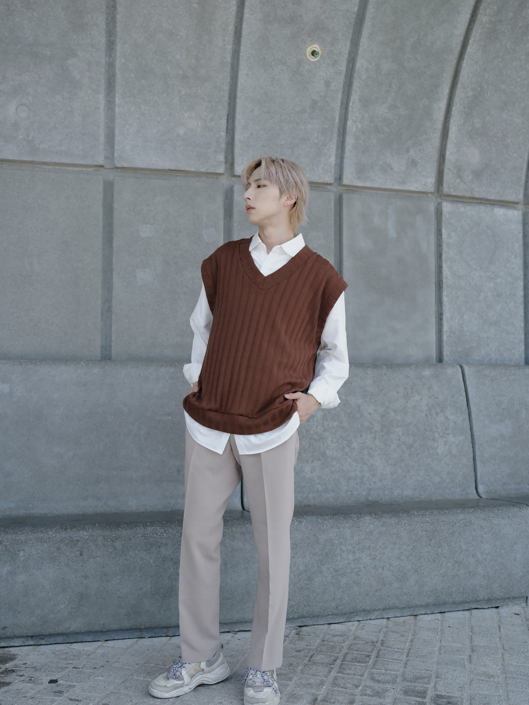 米色日常長褲Daily Beige Bottom-韓國男裝