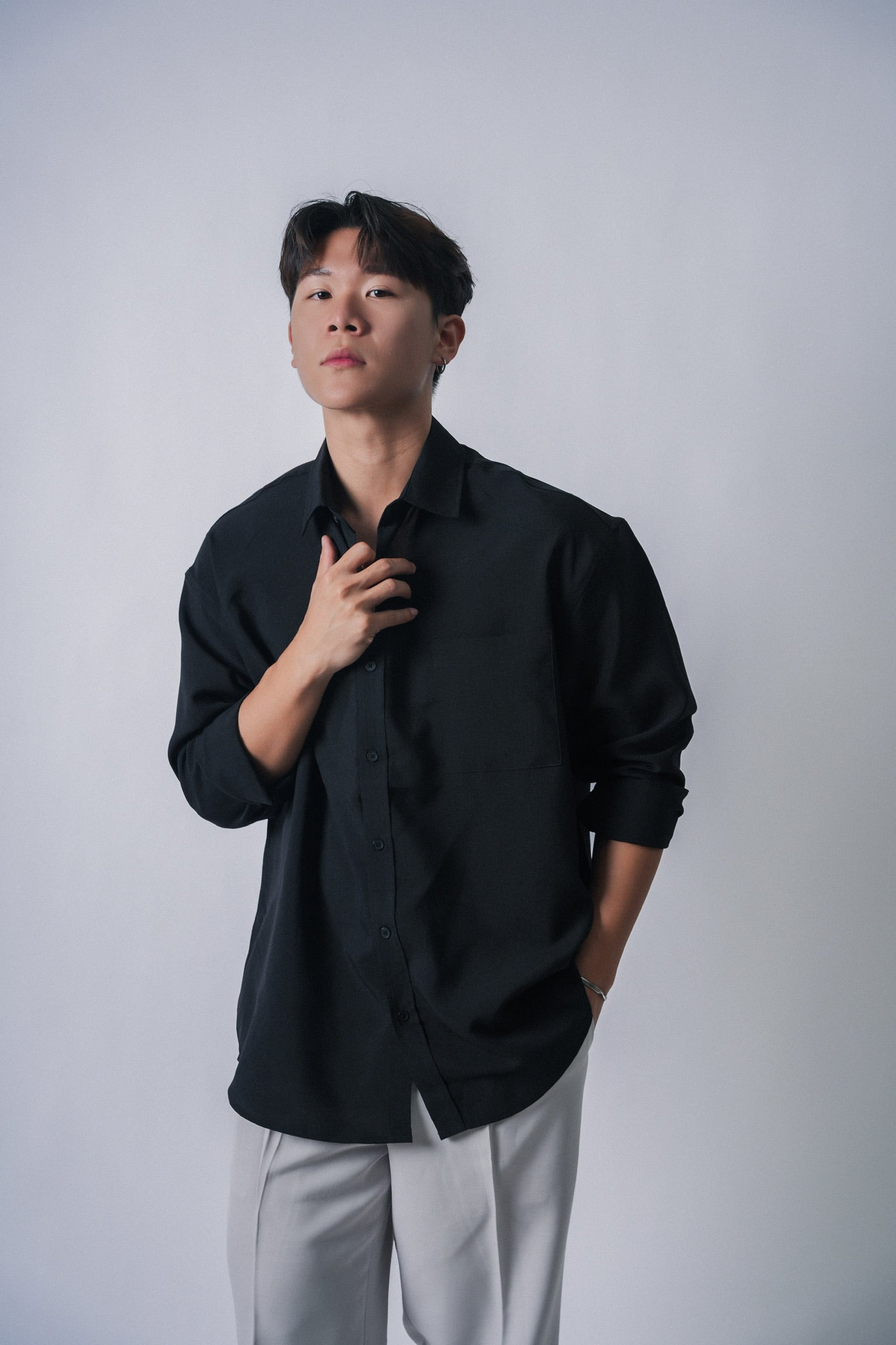 黑色襯衫Black shirt - 韓國男裝