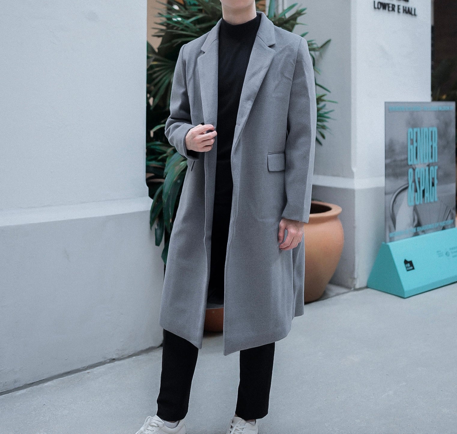 灰色羊毛大褸Grey Wool Coat-韓國男裝