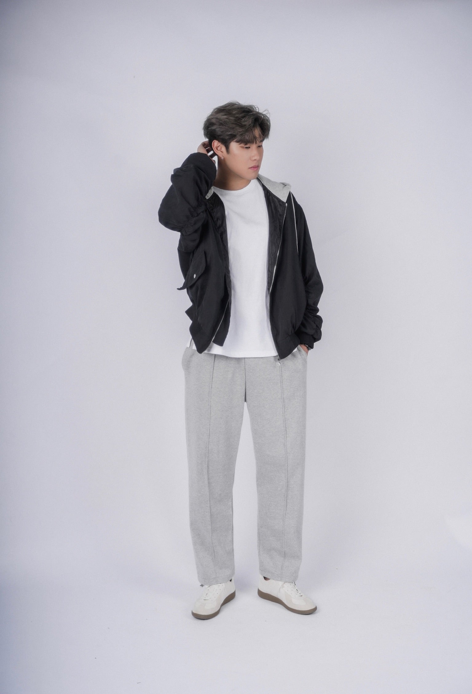 連帽黑色外套Zip Thru Hoodie-韓國男裝