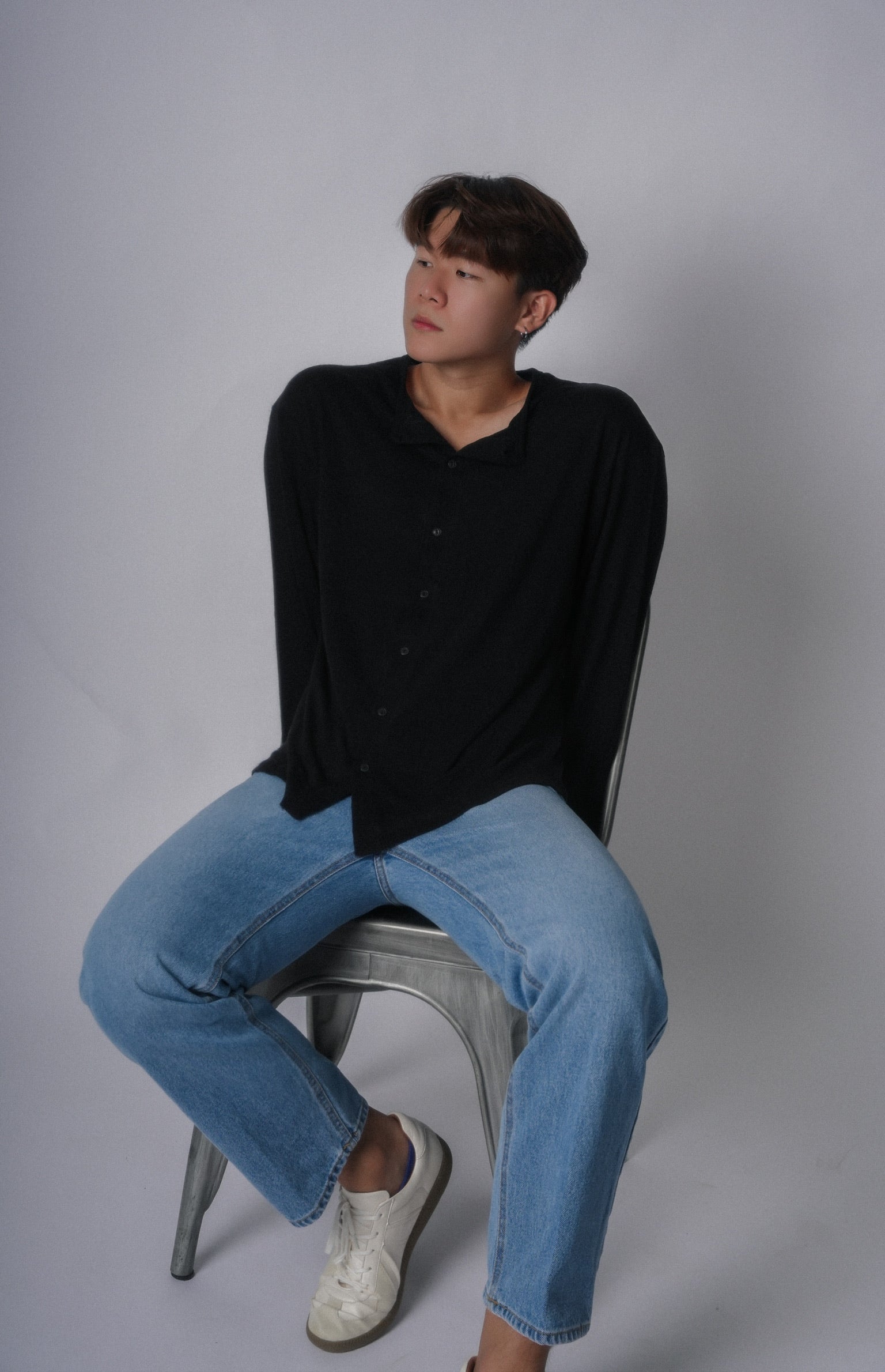 Black Button Top-韓國男裝