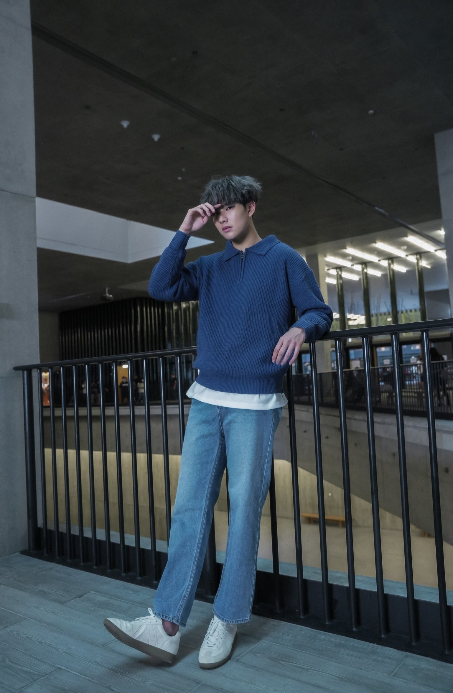 拉鍊領口針織毛衣Zip Jumper-韓國男裝