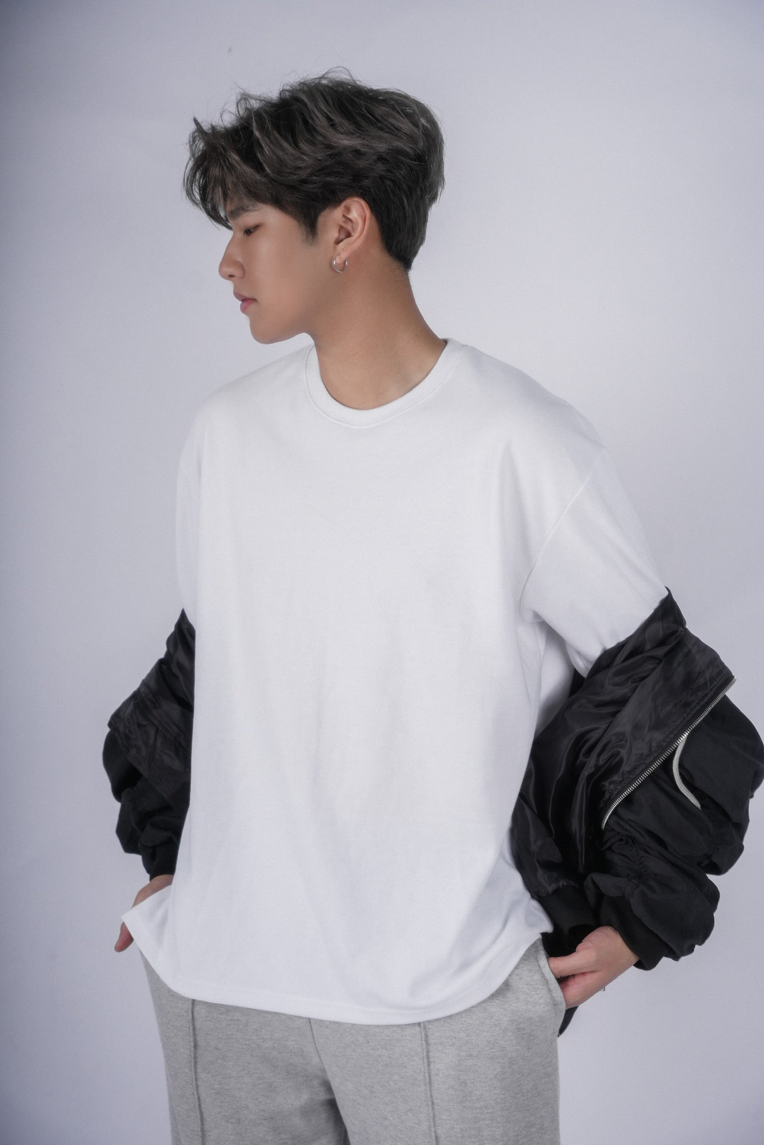 連帽黑色外套Zip Thru Hoodie-韓國男裝