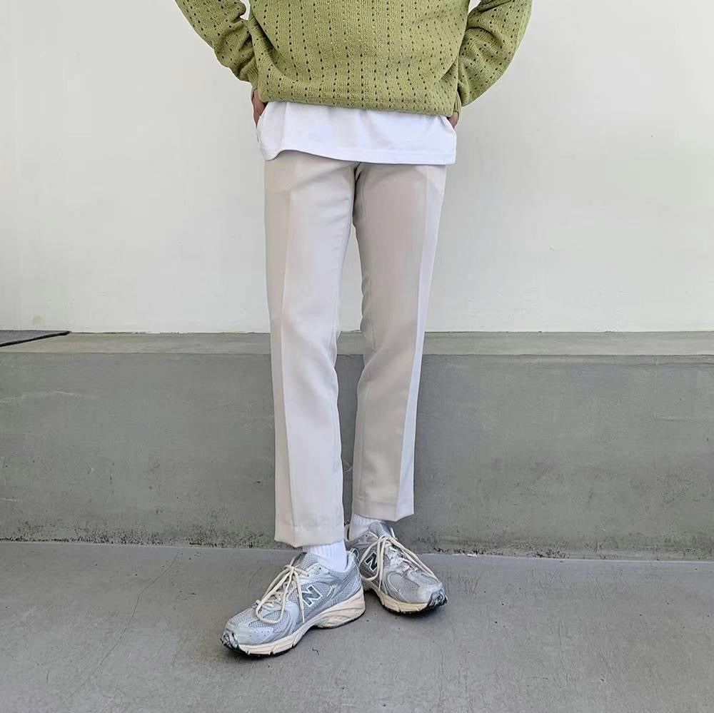 米色直筒長褲