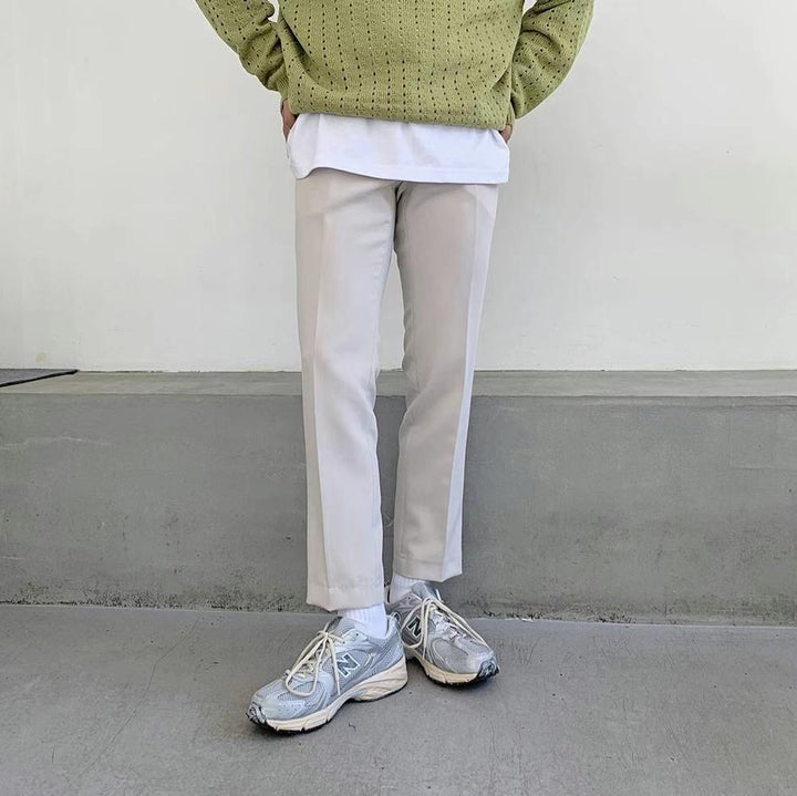 米色直筒長褲