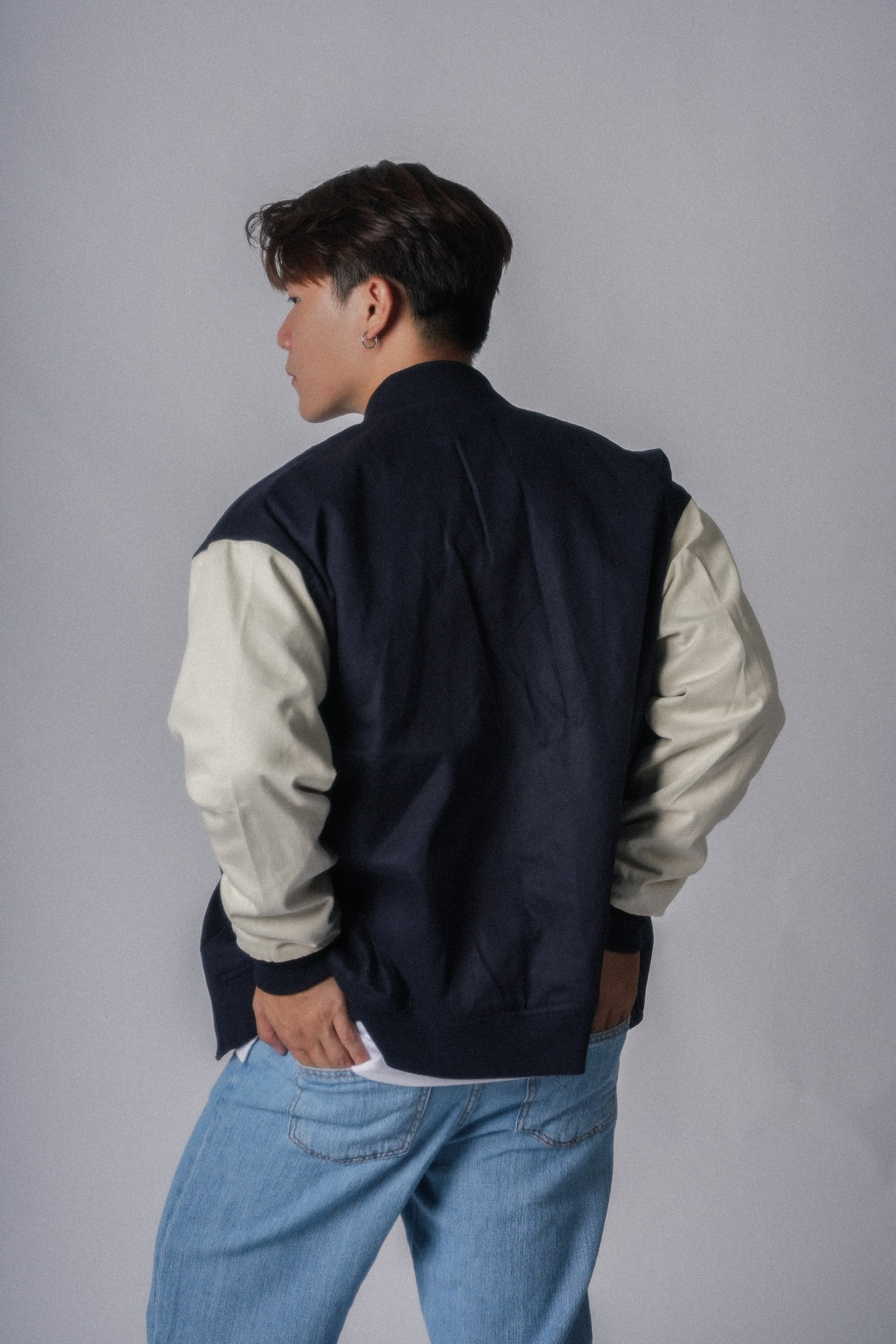Navy Varsity Jacket- 韓國男裝
