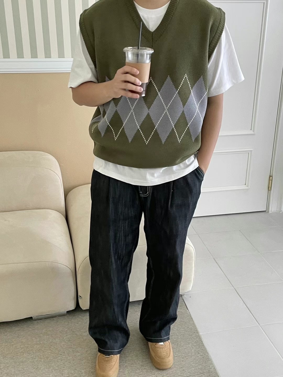 菱格針織冷背心