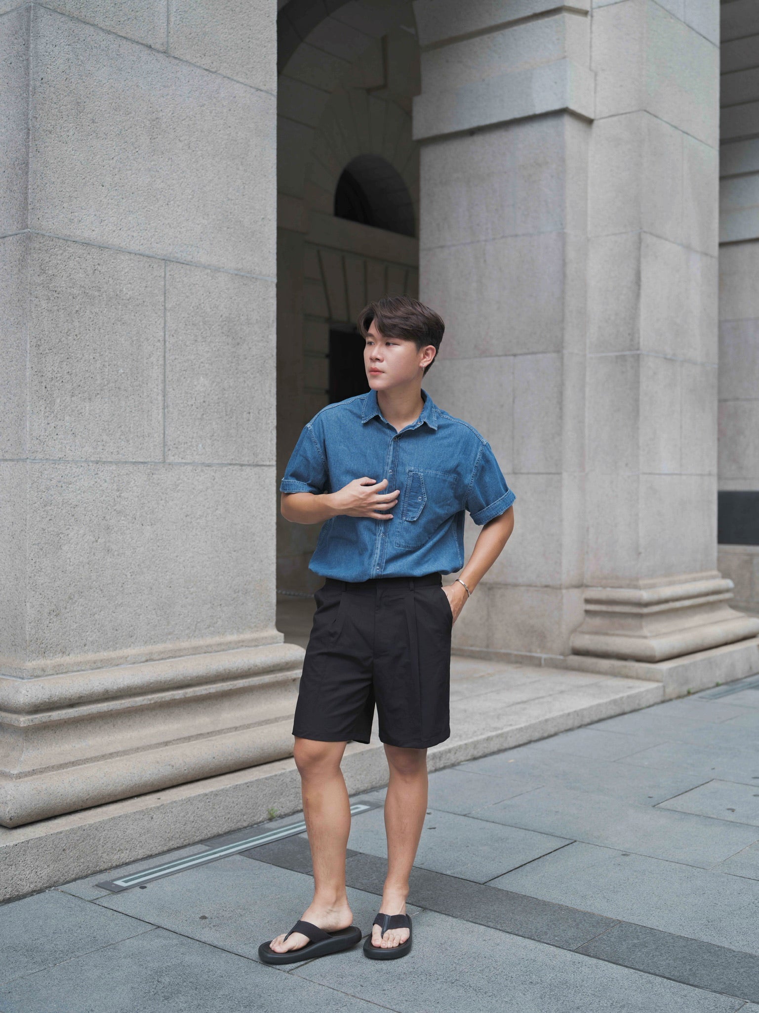 韓國男裝-黑色百搭短褲Black Shorts