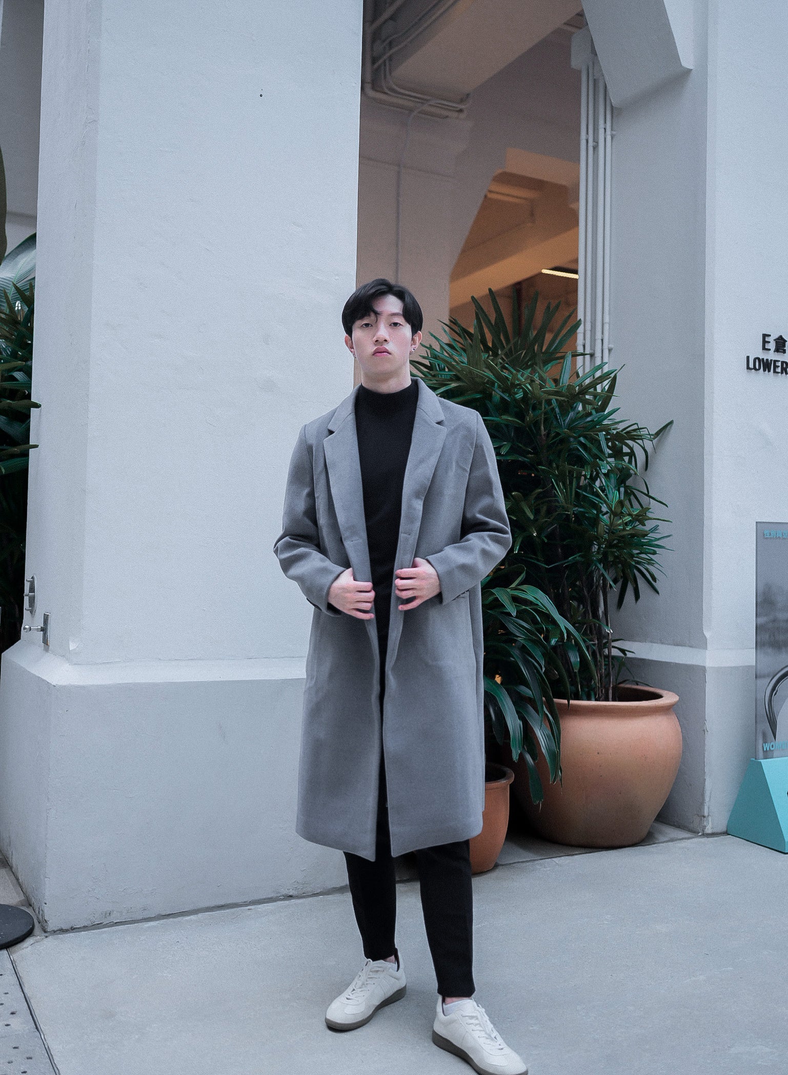 灰色羊毛大褸Grey Wool Coat-韓國男裝