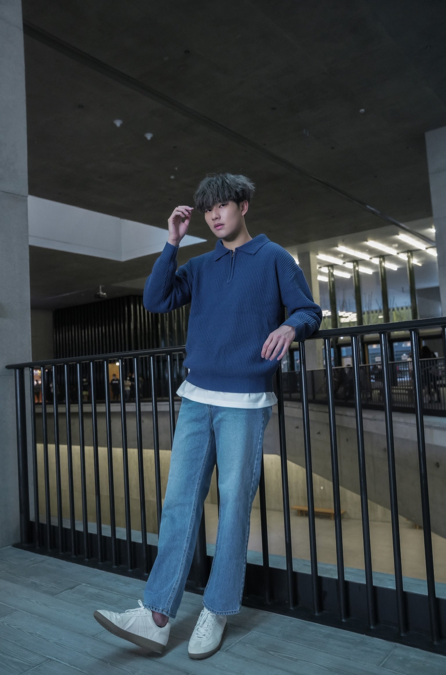 拉鍊領口針織毛衣Zip Jumper-韓國男裝